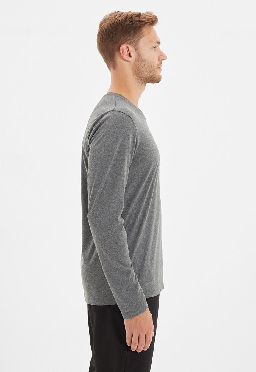 Trendyol - High V-neck long sleeve tee - anthracite