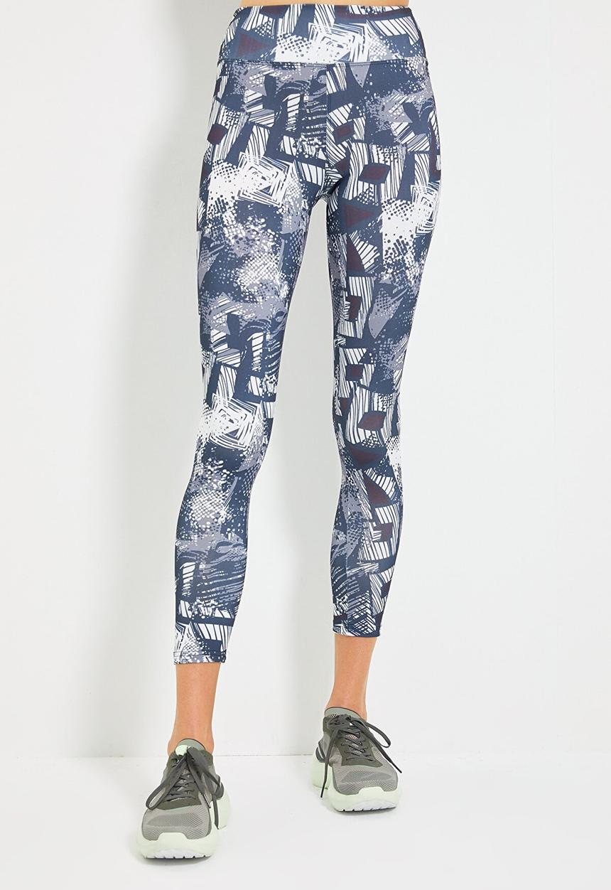 Trendyol - Patterned sports leggings - blue & grey