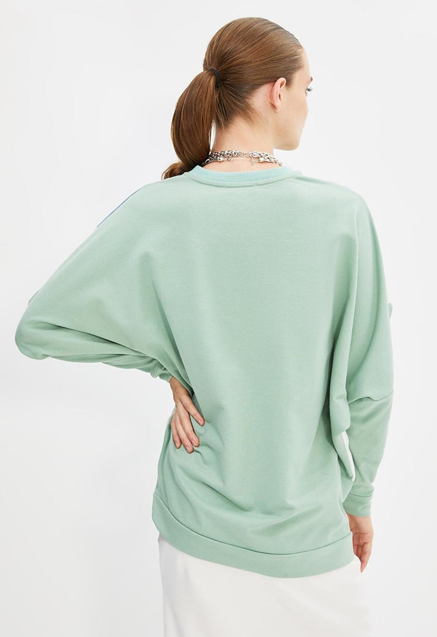 Trendyol - Knitted paneled sweatshirt - mint