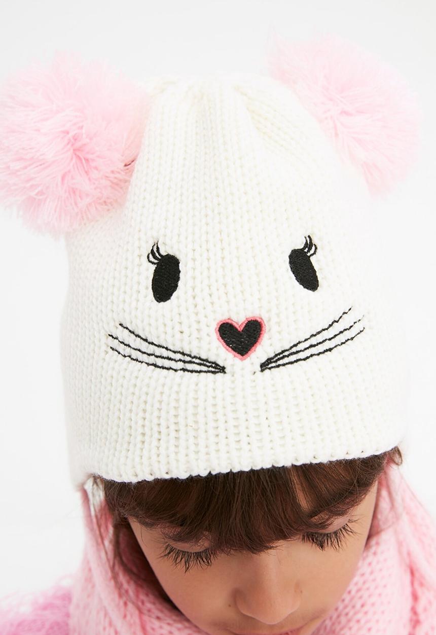 Trendyol - Cat hat & scarf set - ecru