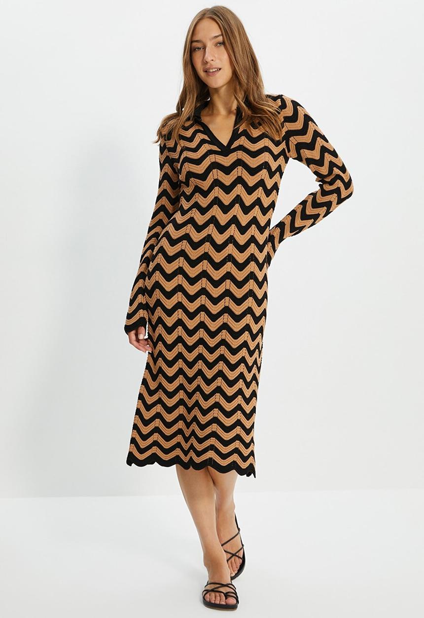 Trendyol - Knit dress - camel & black