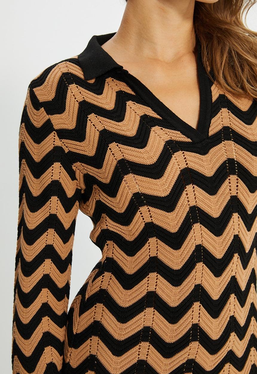 Trendyol - Knit dress - camel & black