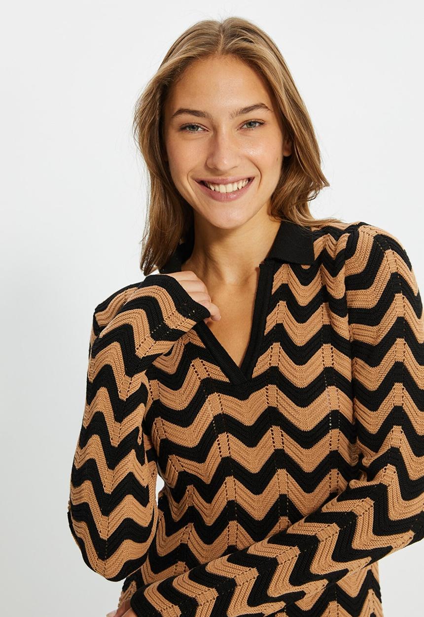 Trendyol - Knit dress - camel & black