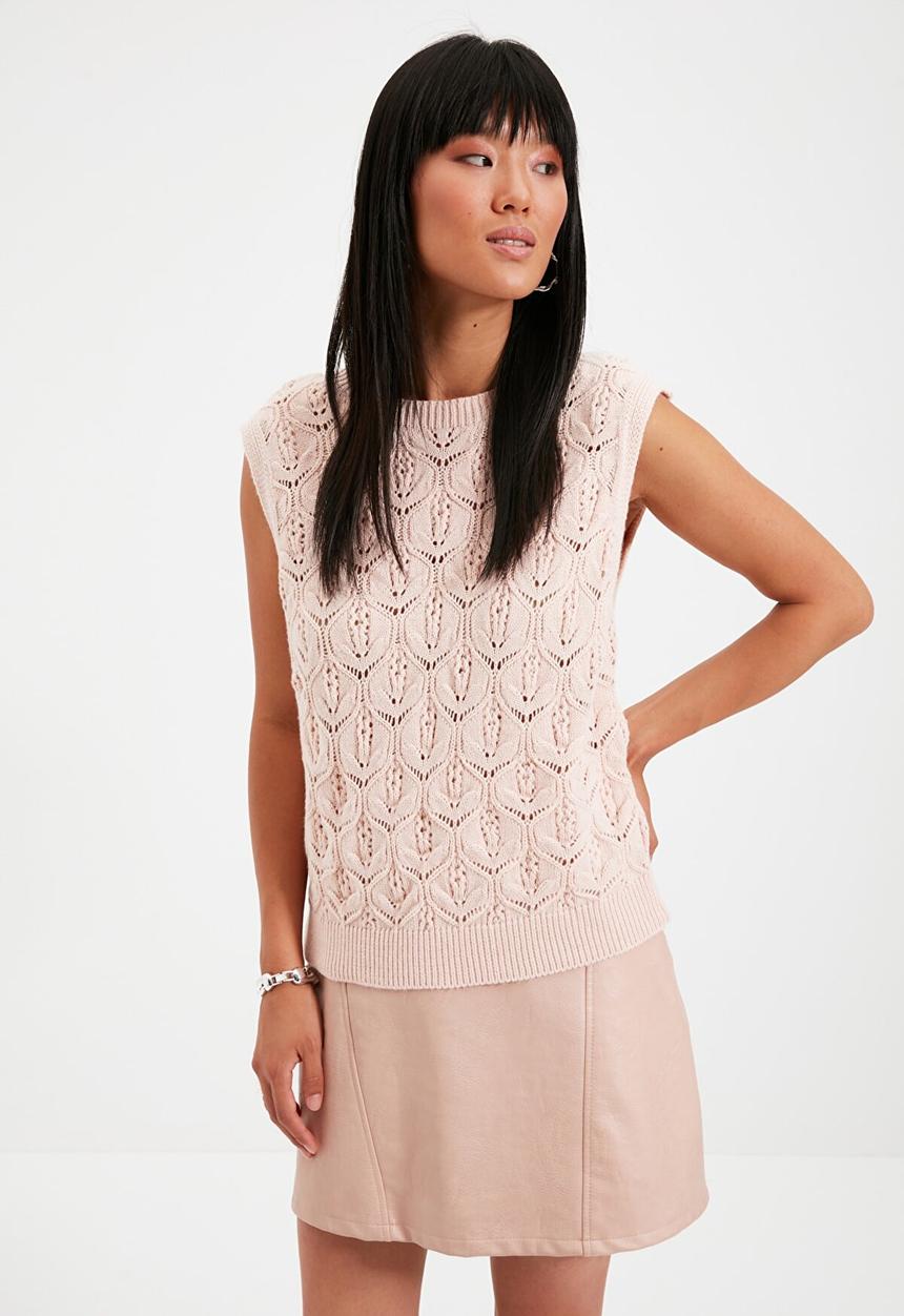 Trendyol - Knit detailed sweater - powder pink