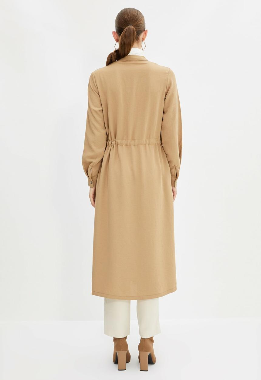 Trendyol - Collar long length jacket- camel