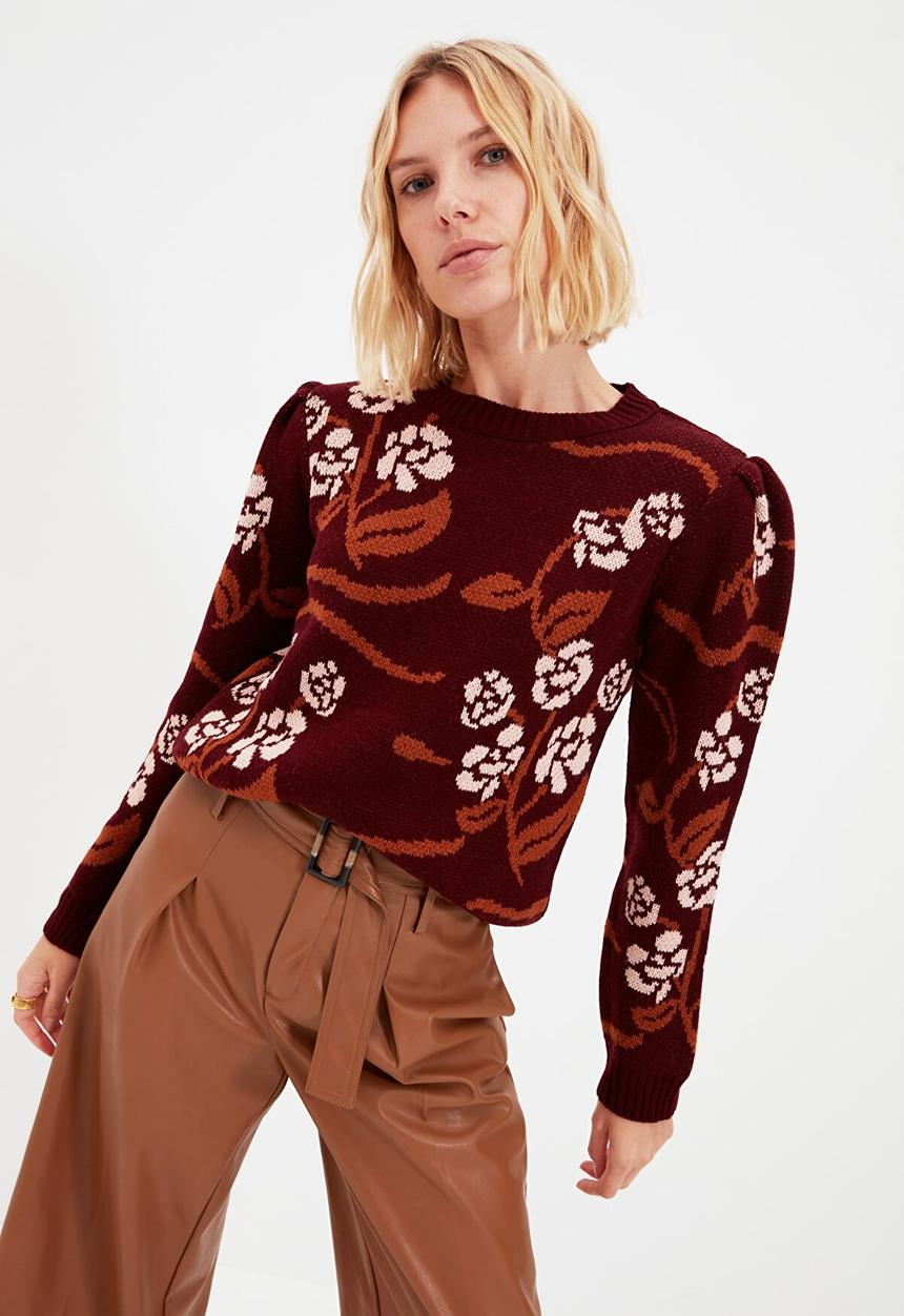 Trendyol - Jacquard knit sweater - plum