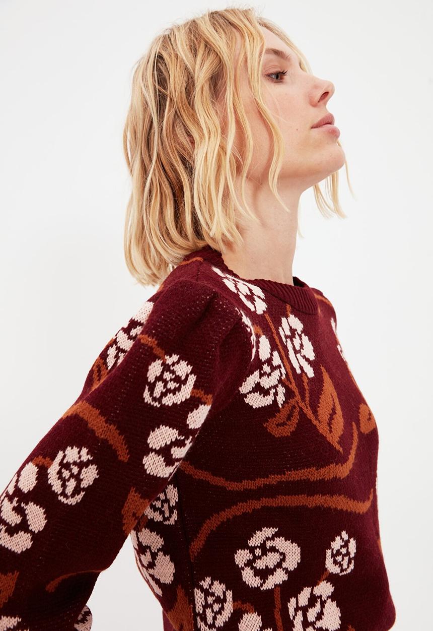 Trendyol - Jacquard knit sweater - plum
