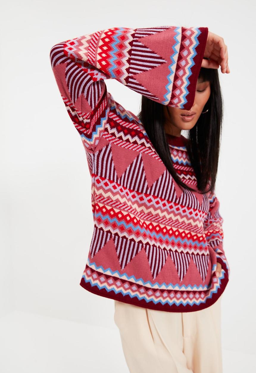 Trendyol - Jacquard knit sweater  - pink