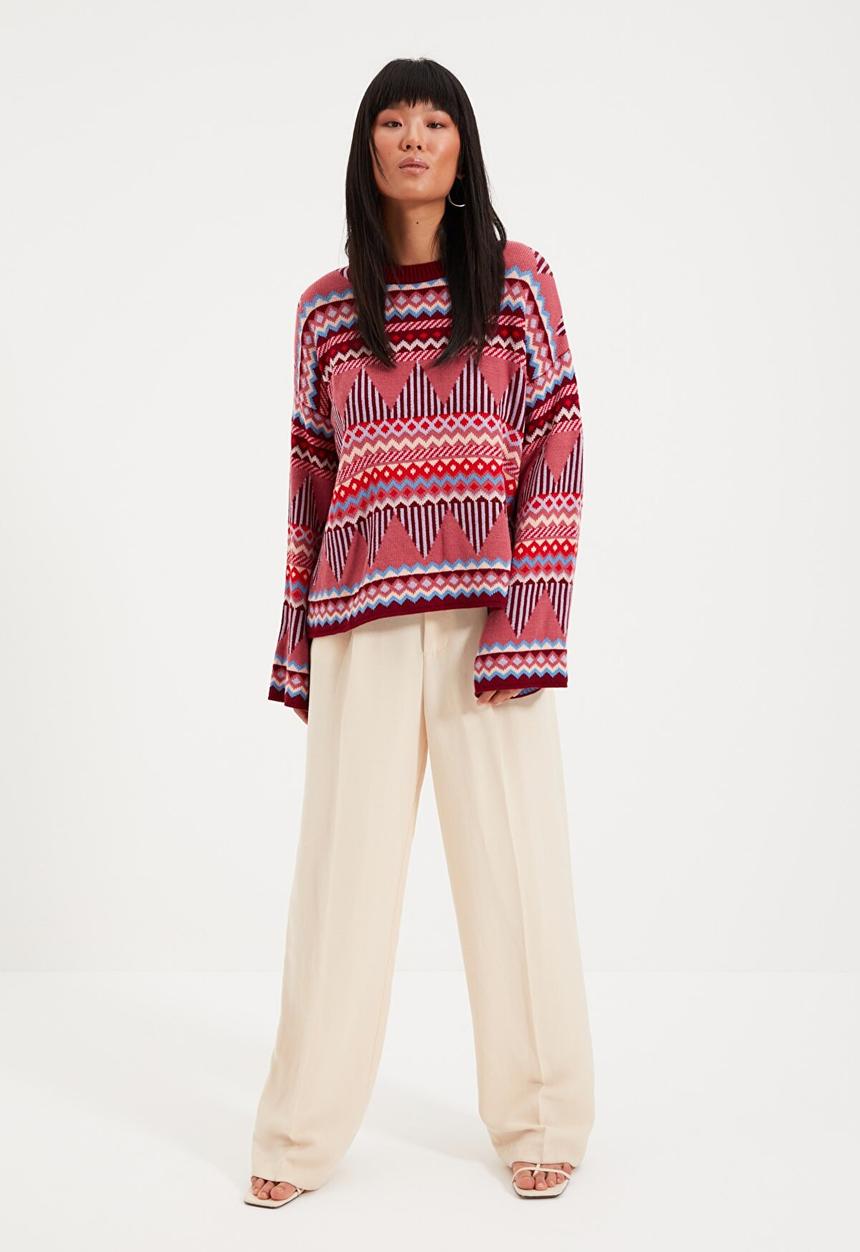 Trendyol - Jacquard knit sweater  - pink