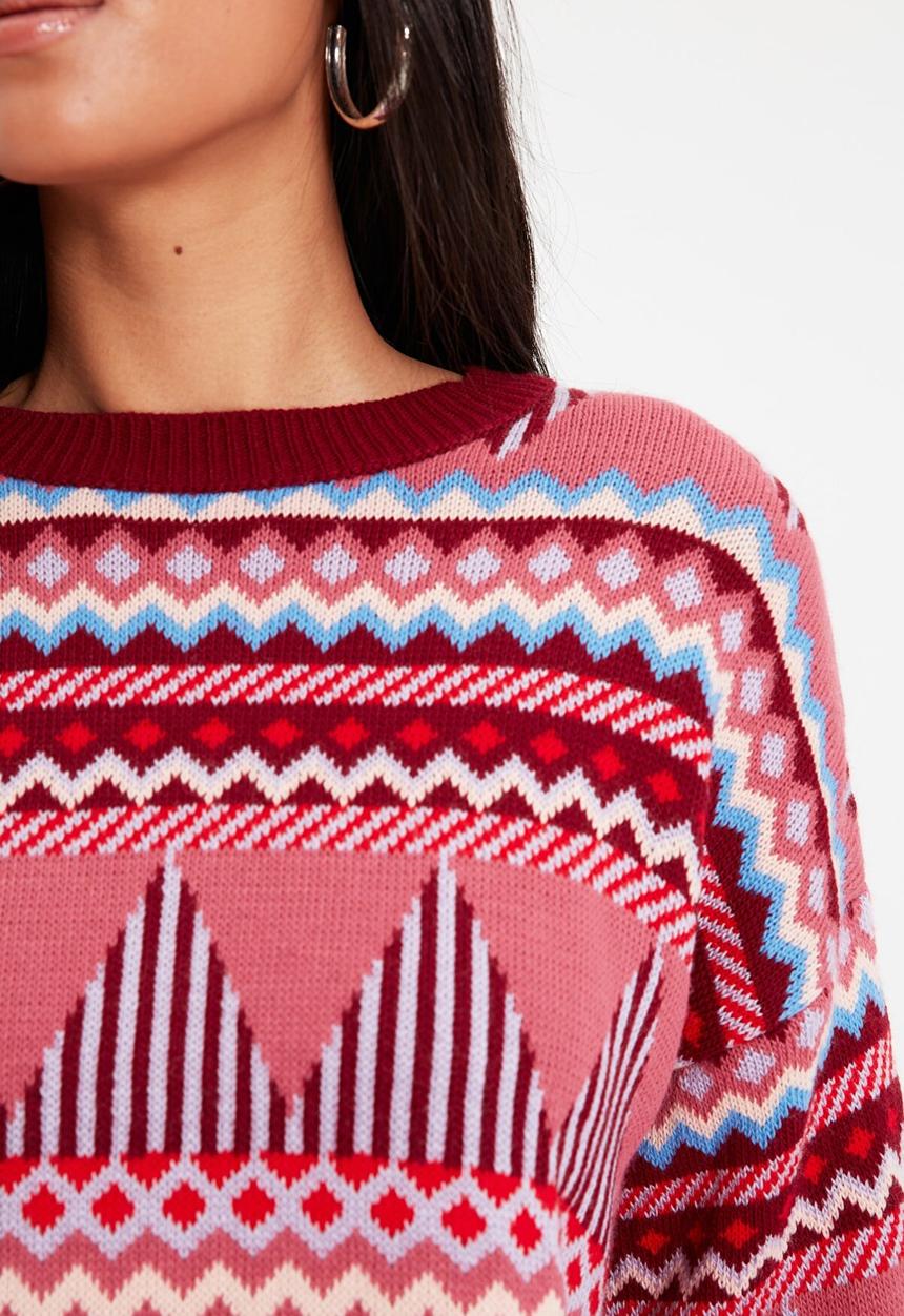 Trendyol - Jacquard knit sweater  - pink