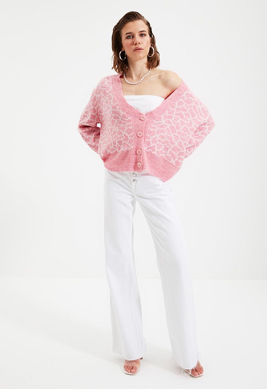 Trendyol - Jacquard knit cardigan - powder pink