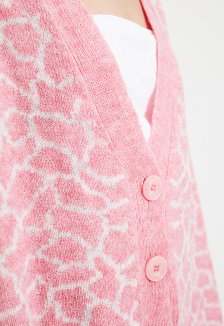 Trendyol - Jacquard knit cardigan - powder pink
