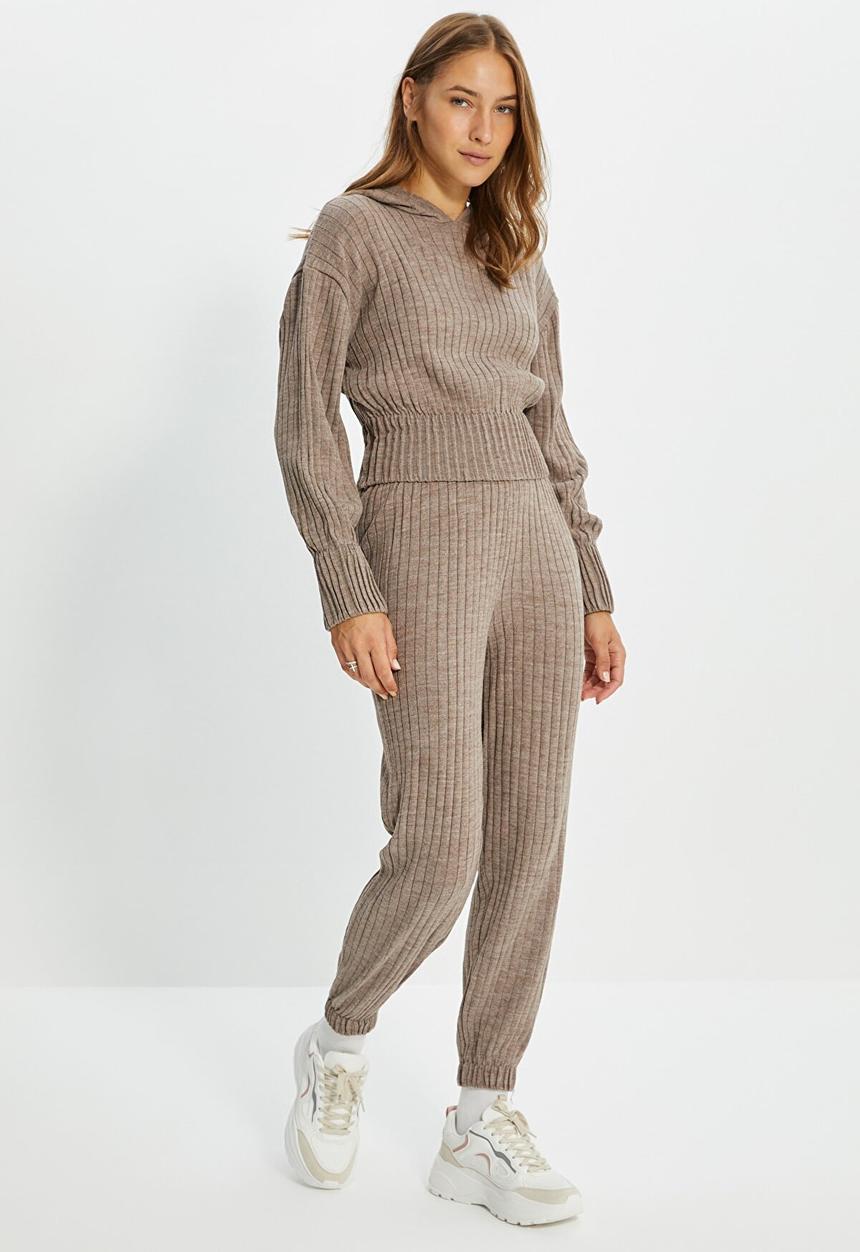 Trendyol - Hooded knitwear bottom-top set - mink