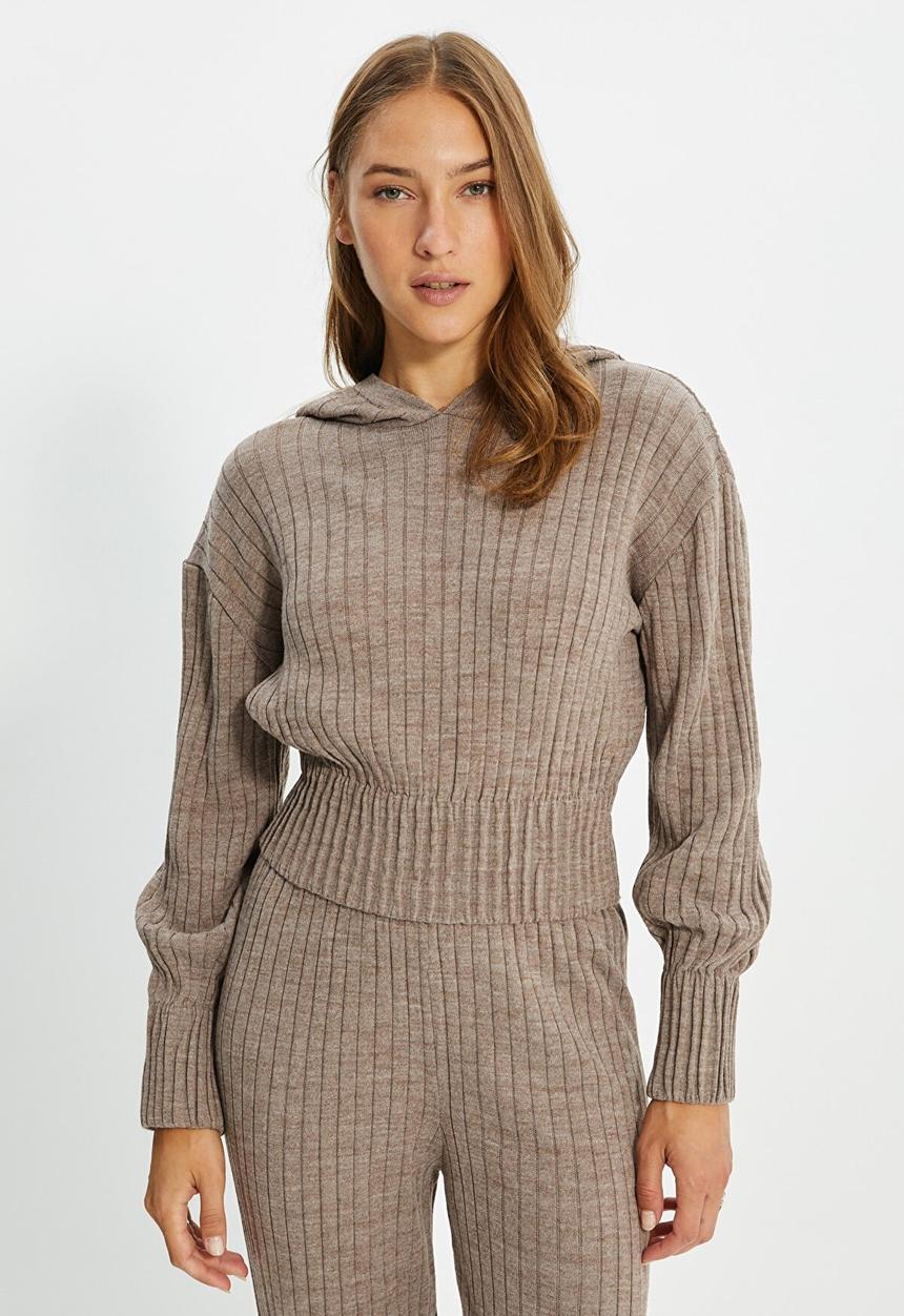 Trendyol - Hooded knitwear bottom-top set - mink