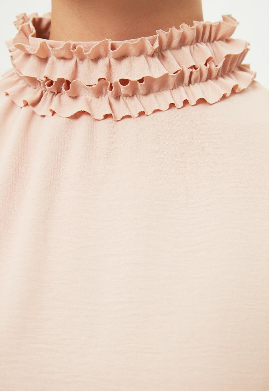 Trendyol - High collar tunic blouse - beige