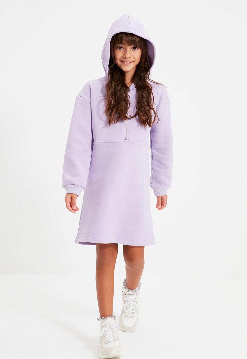 Trendyol - Hooded long sleeve dress - lilac