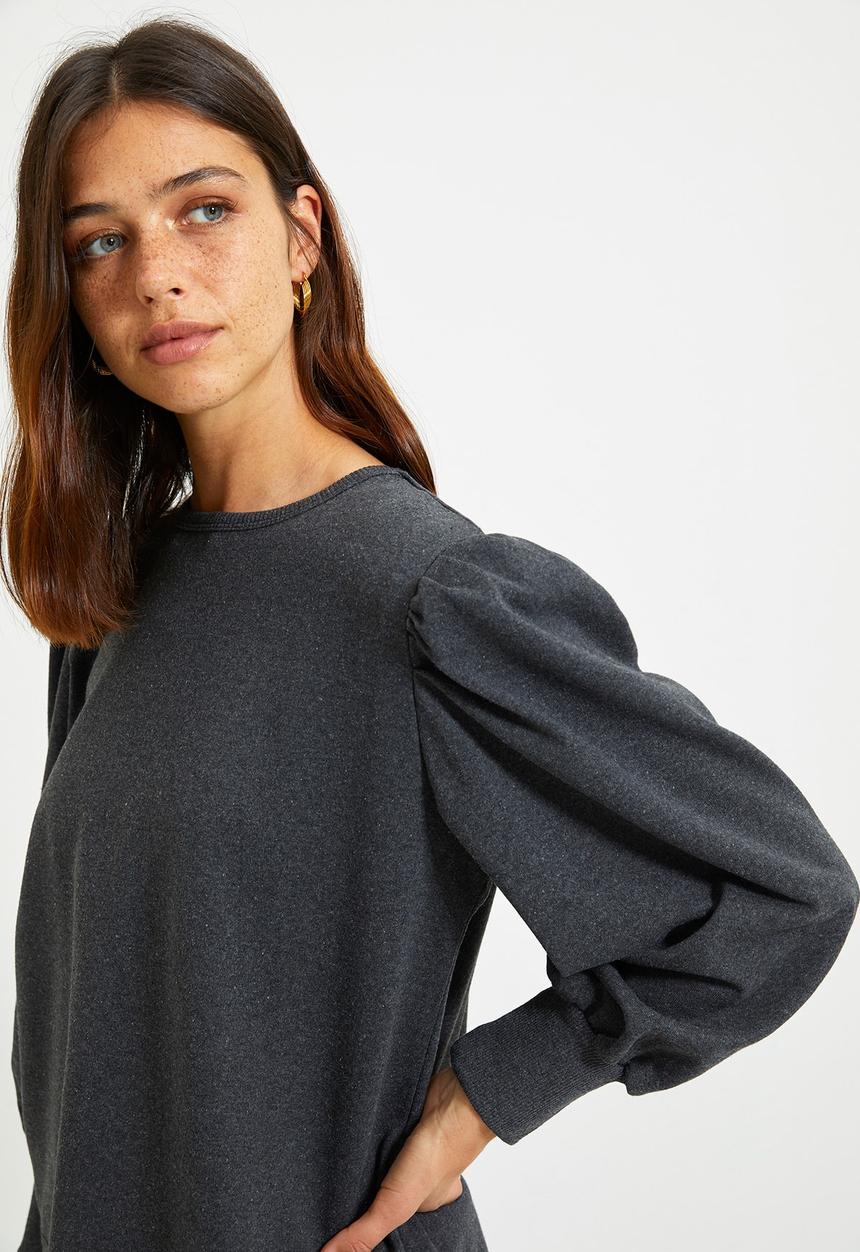 Trendyol - Balloon sleeve basic knitted sweatshirt  - anthracite