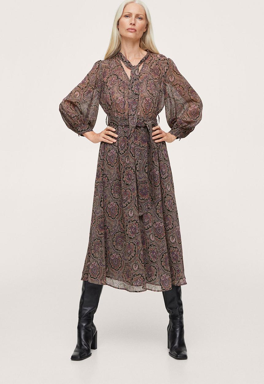 MANGO - Dress paisley - black