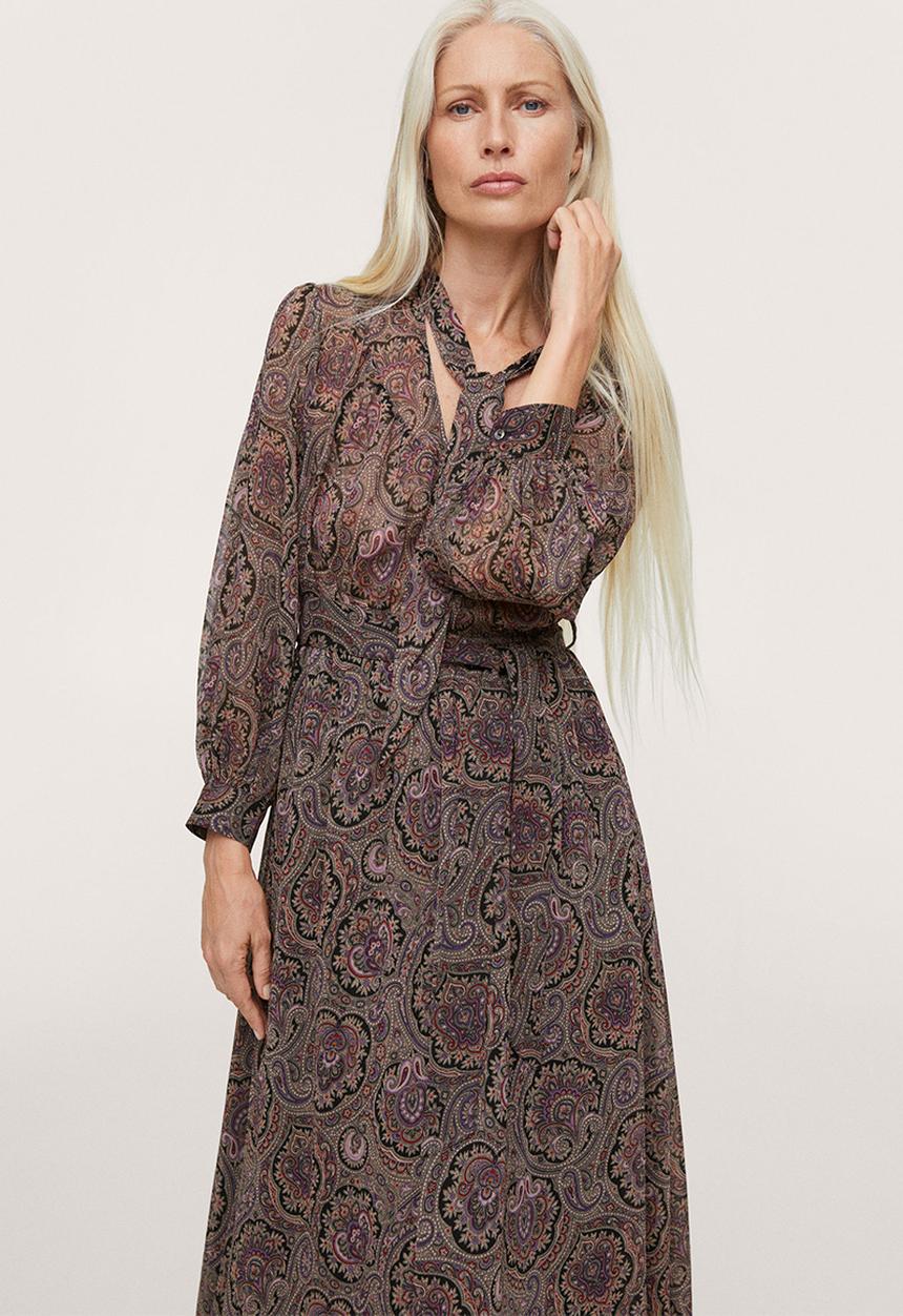 MANGO - Dress paisley - black