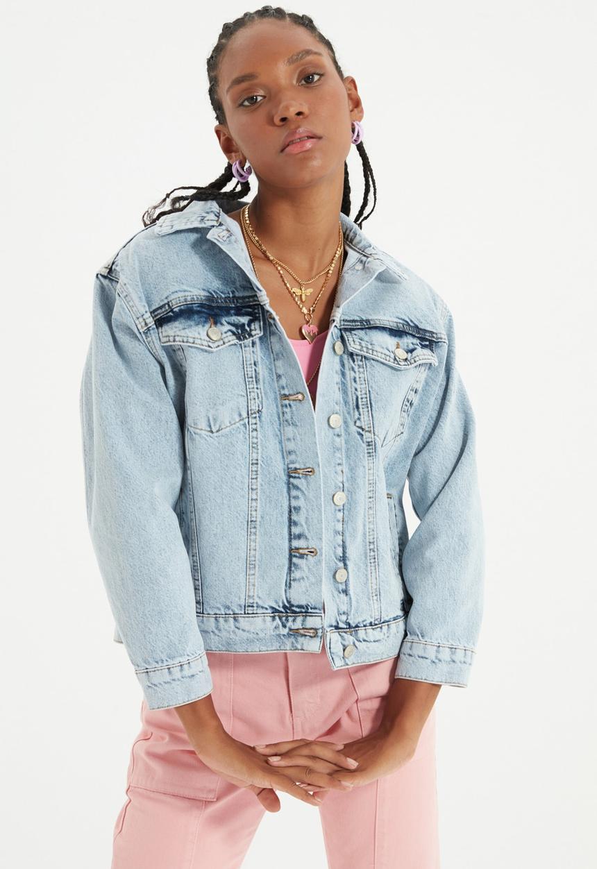 Trendyol - Basic denim jacket - blue