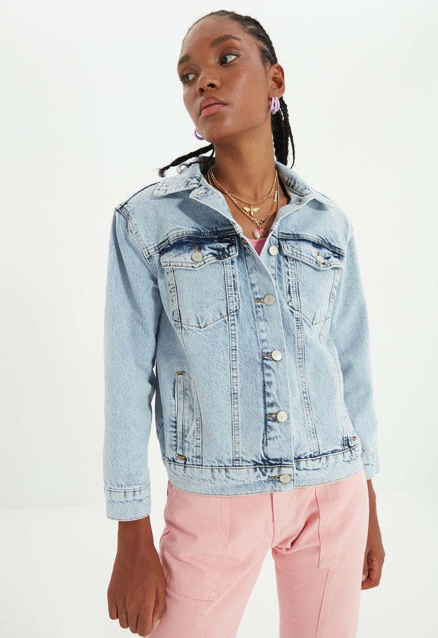 Trendyol - Basic denim jacket - blue