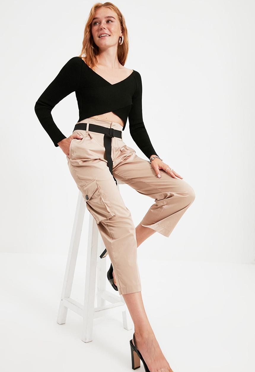 Trendyol - Double breasted knit sweater - black