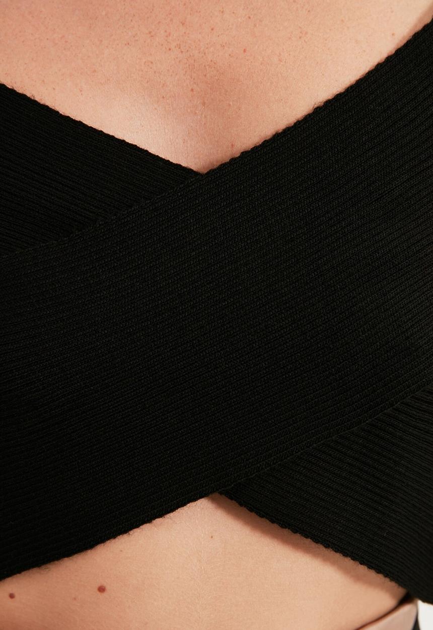 Trendyol - Double breasted knit sweater - black