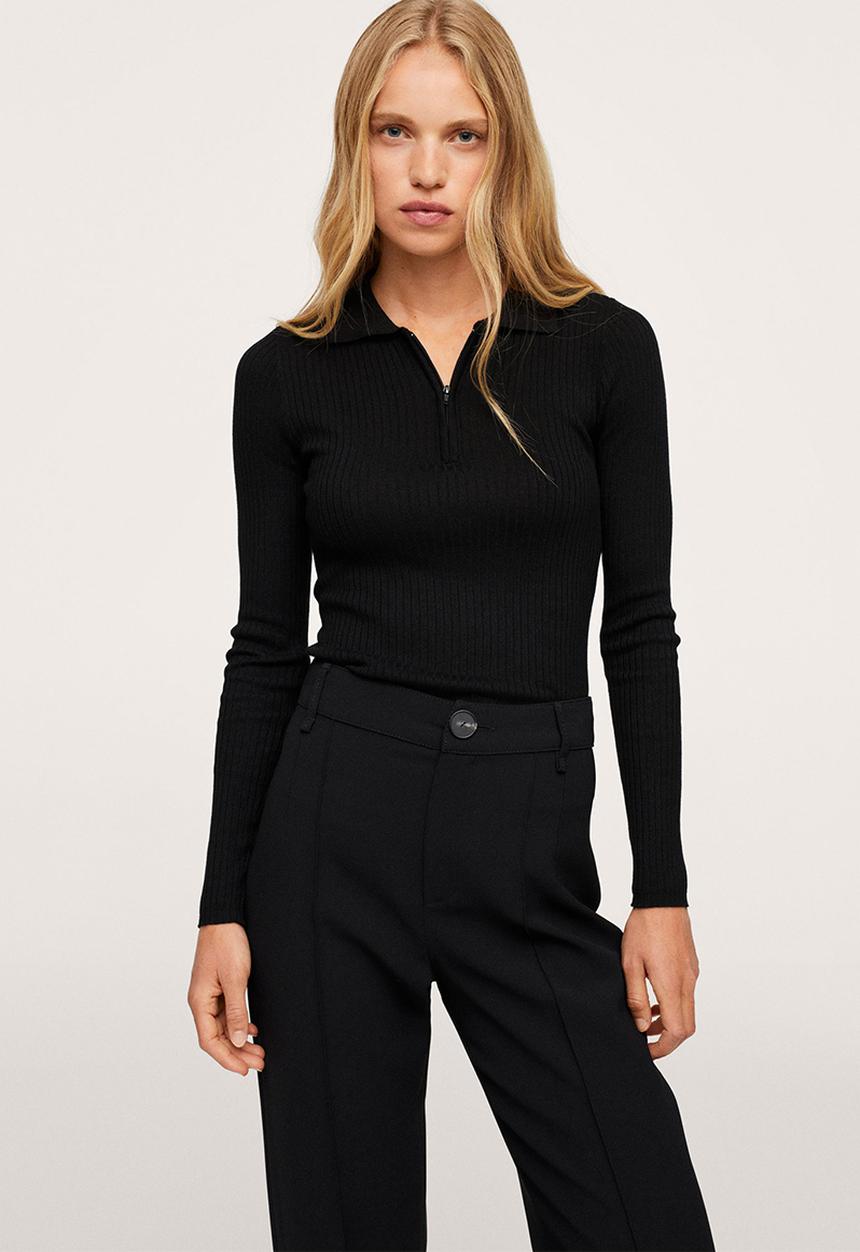 MANGO - Trousers maca - black