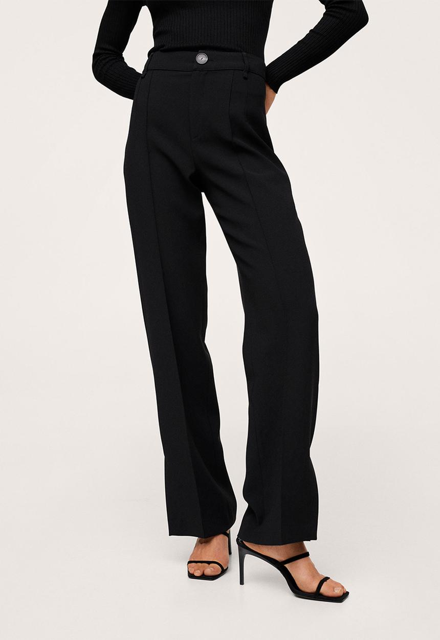 MANGO - Trousers maca - black