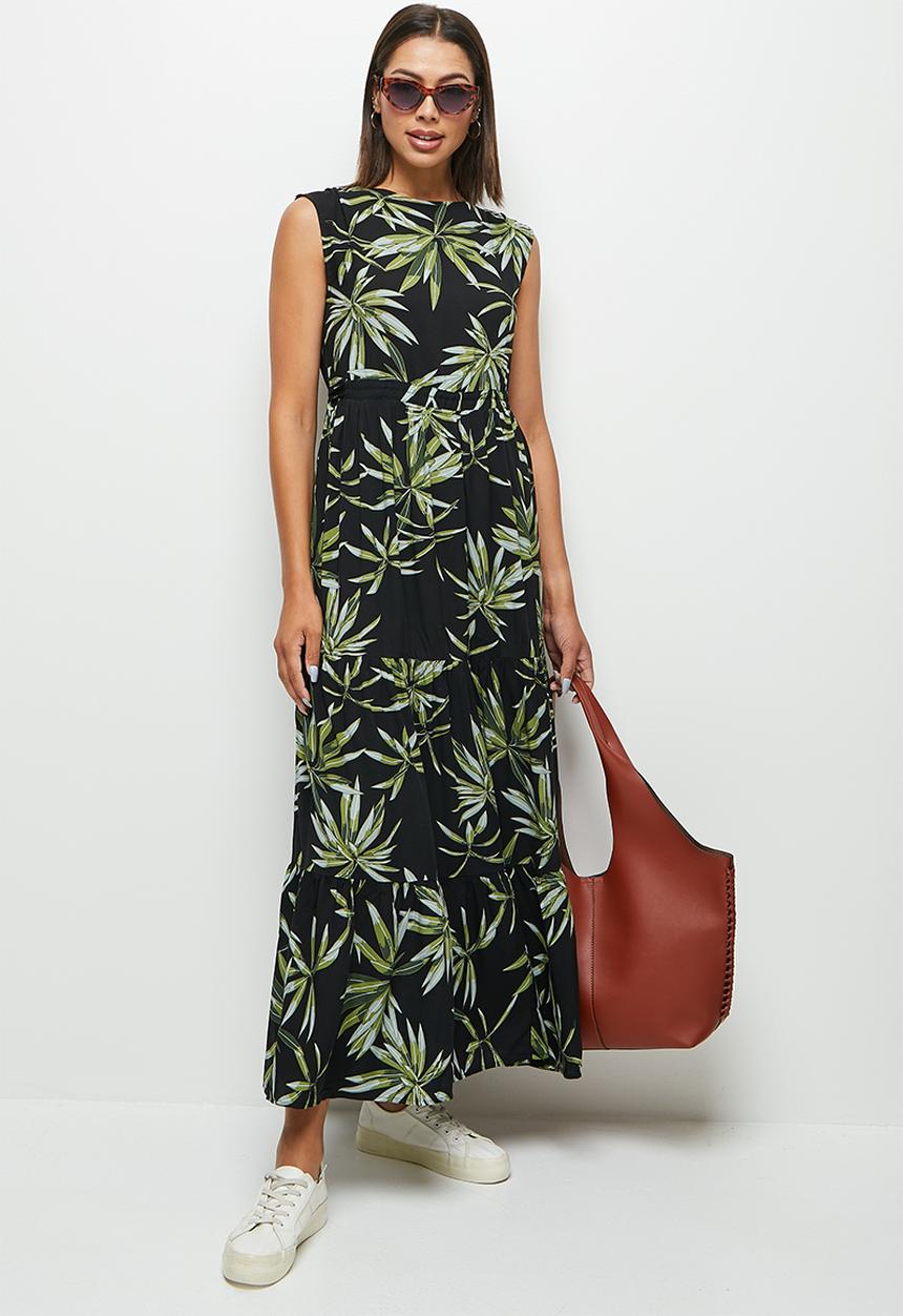 edit - Drawstring tiered maxi - night foliage