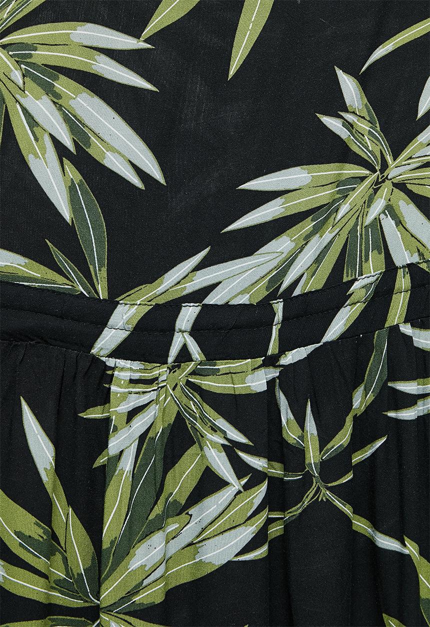 edit - Drawstring tiered maxi - night foliage