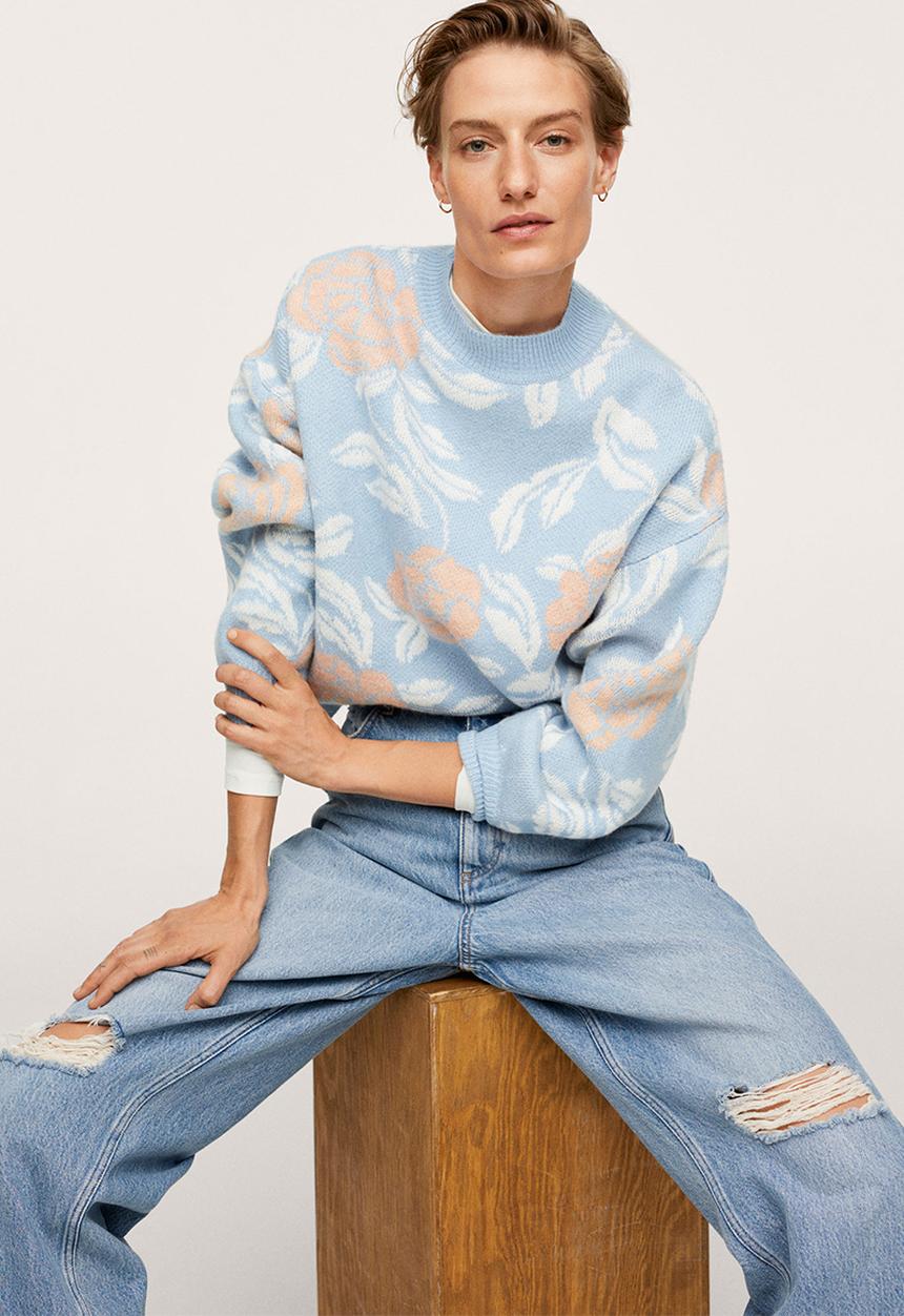 MANGO - Sweater tardor - light pastel blue