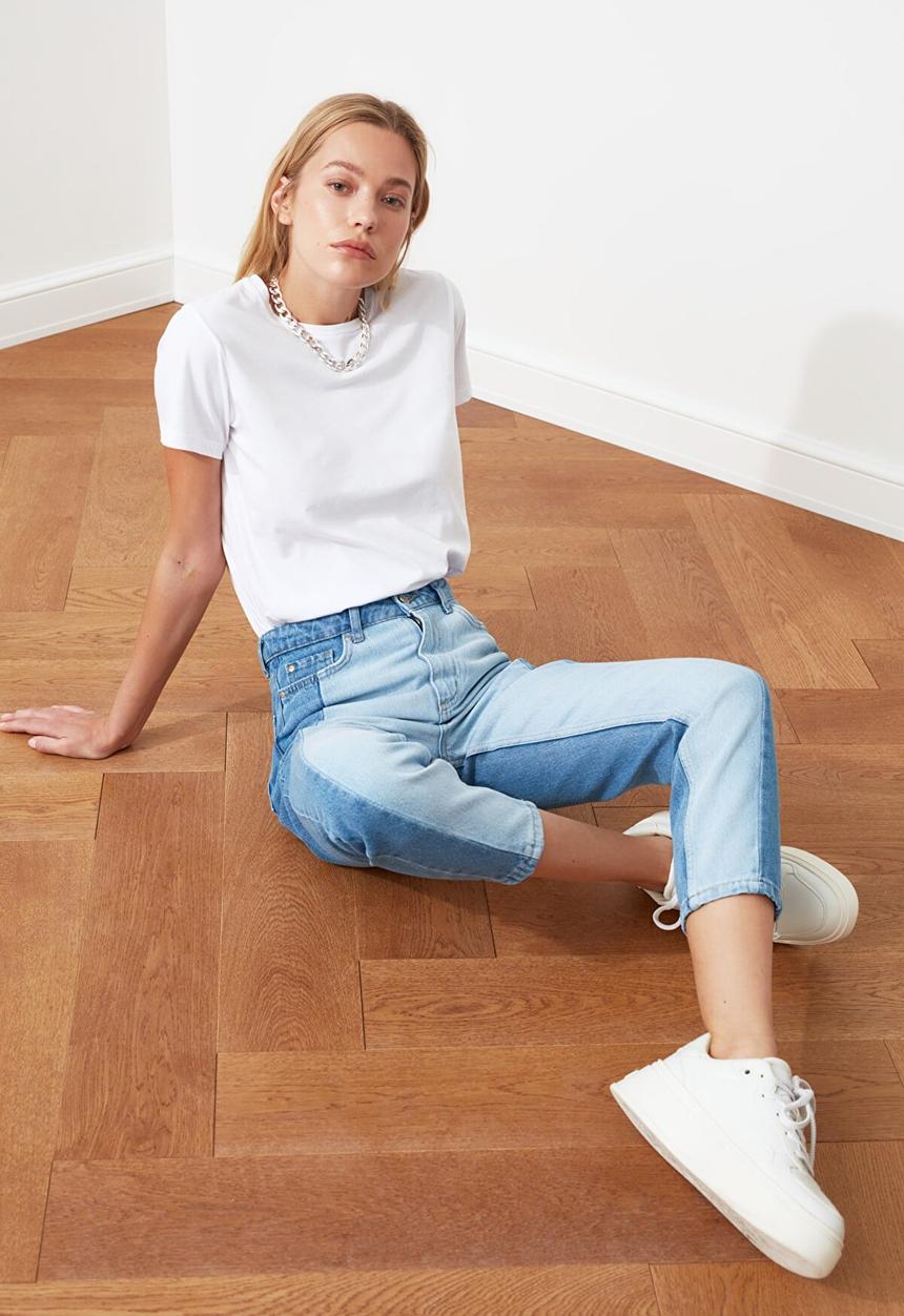 Trendyol - Block high waist mom jeans - blue
