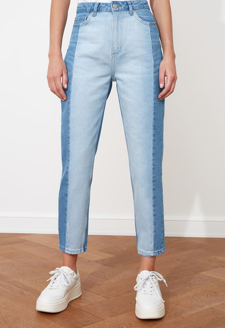 Trendyol - Block high waist mom jeans - blue