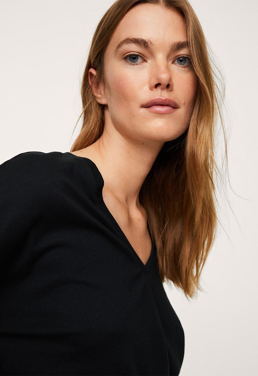 MANGO - T-shirt sacov - black