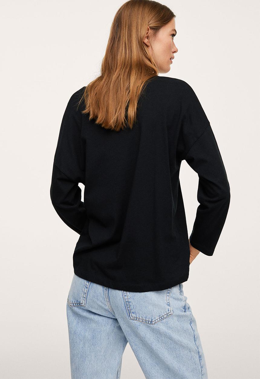 MANGO - T-shirt sacov - black