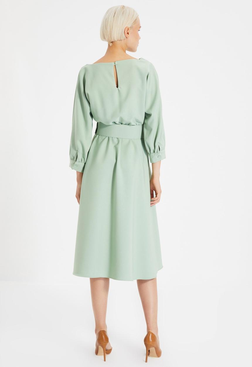 Trendyol - Belted ruffle dress - mint