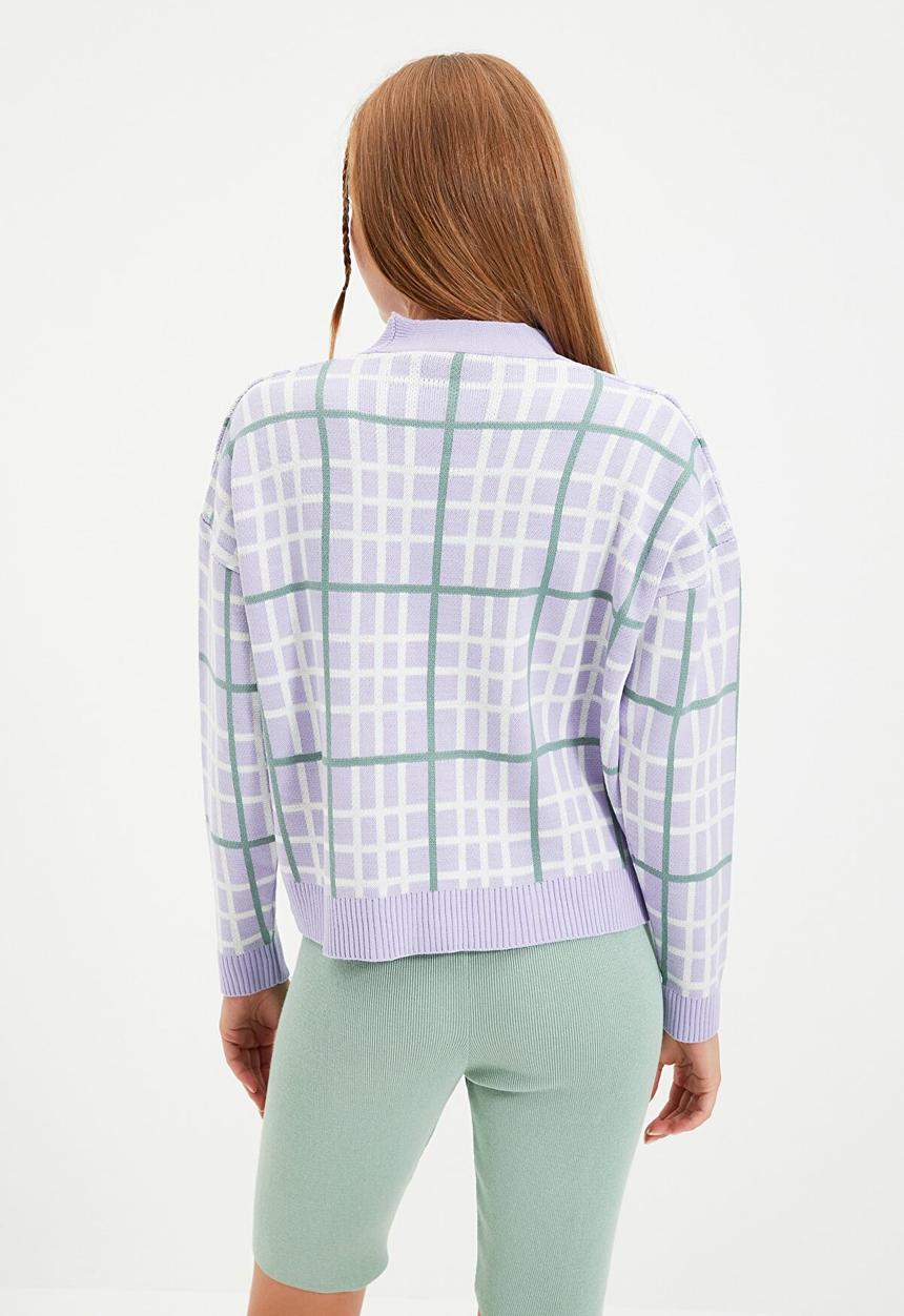 Trendyol - Button detailed jacquard knit cardigan - lilac
