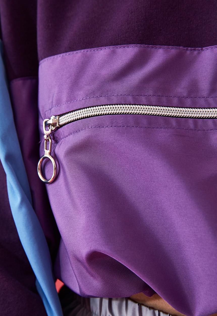 Trendyol - Color block crop thin sweatshirt - purple