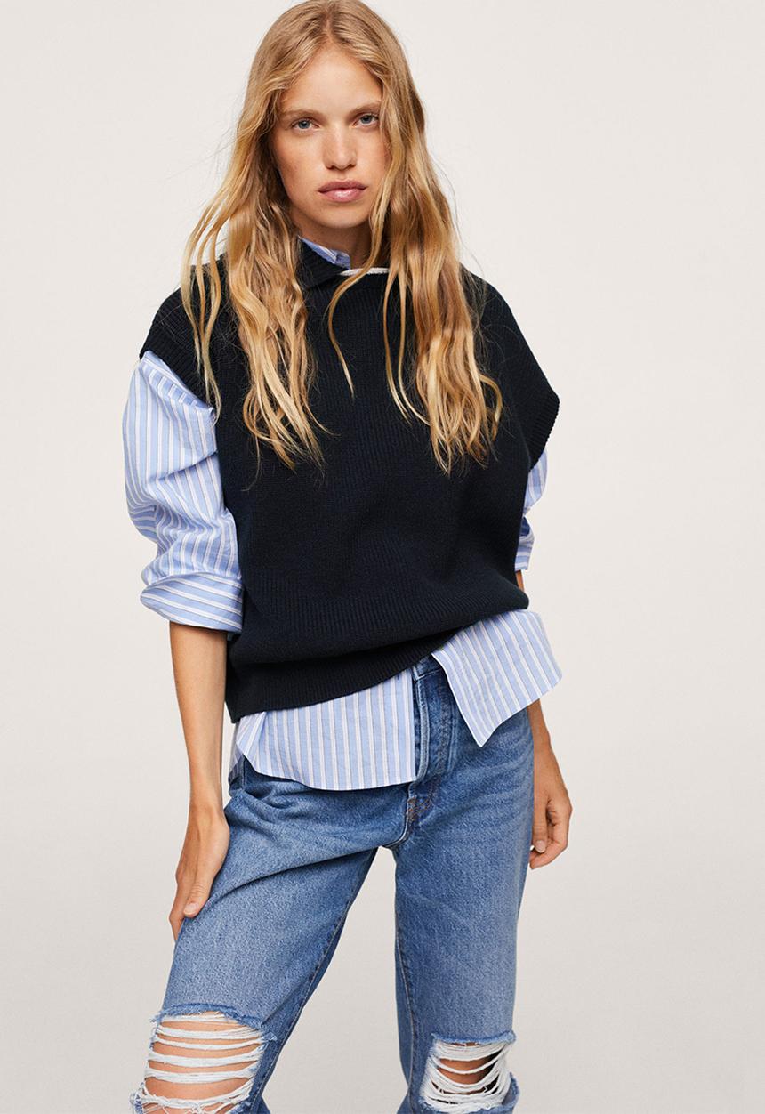 MANGO - Waistcoat stacks - navy