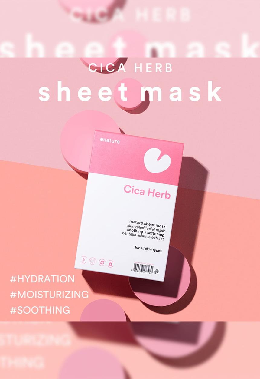 enature - Cica Herb Restore Sheet Mask 10 Piece Set