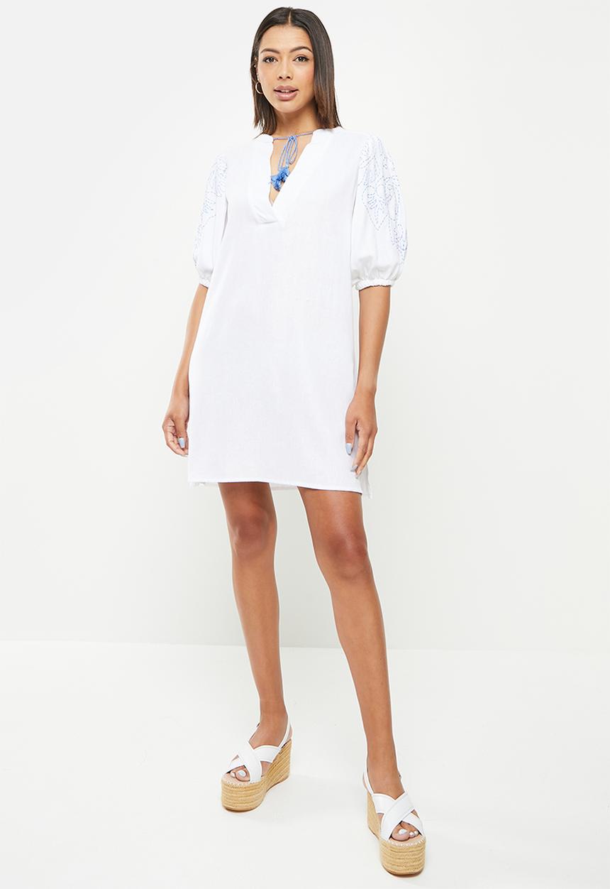 Me&B - Embroidered sleeve tunic dress - milk 