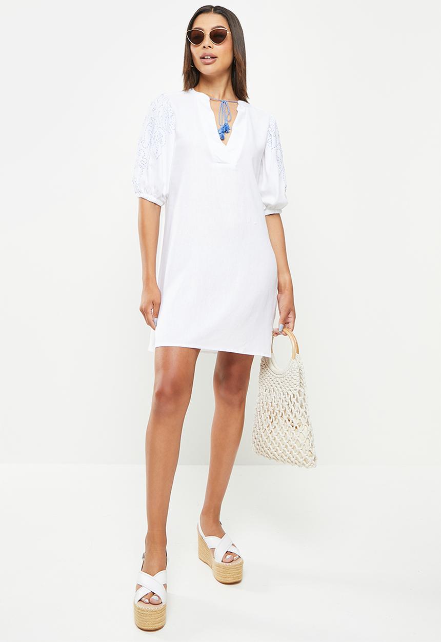 Me&B - Embroidered sleeve tunic dress - milk 
