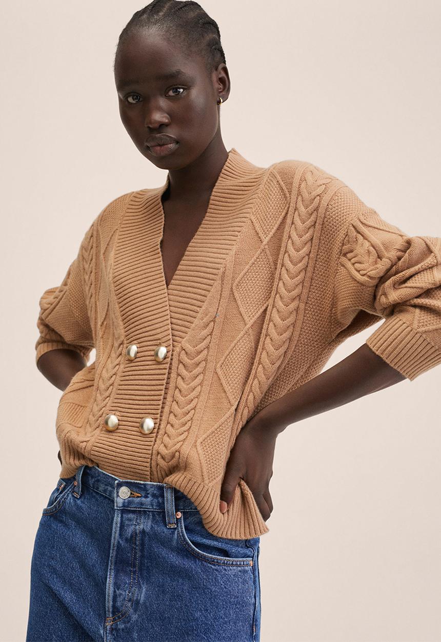 MANGO - Cardigan amill - medium brown