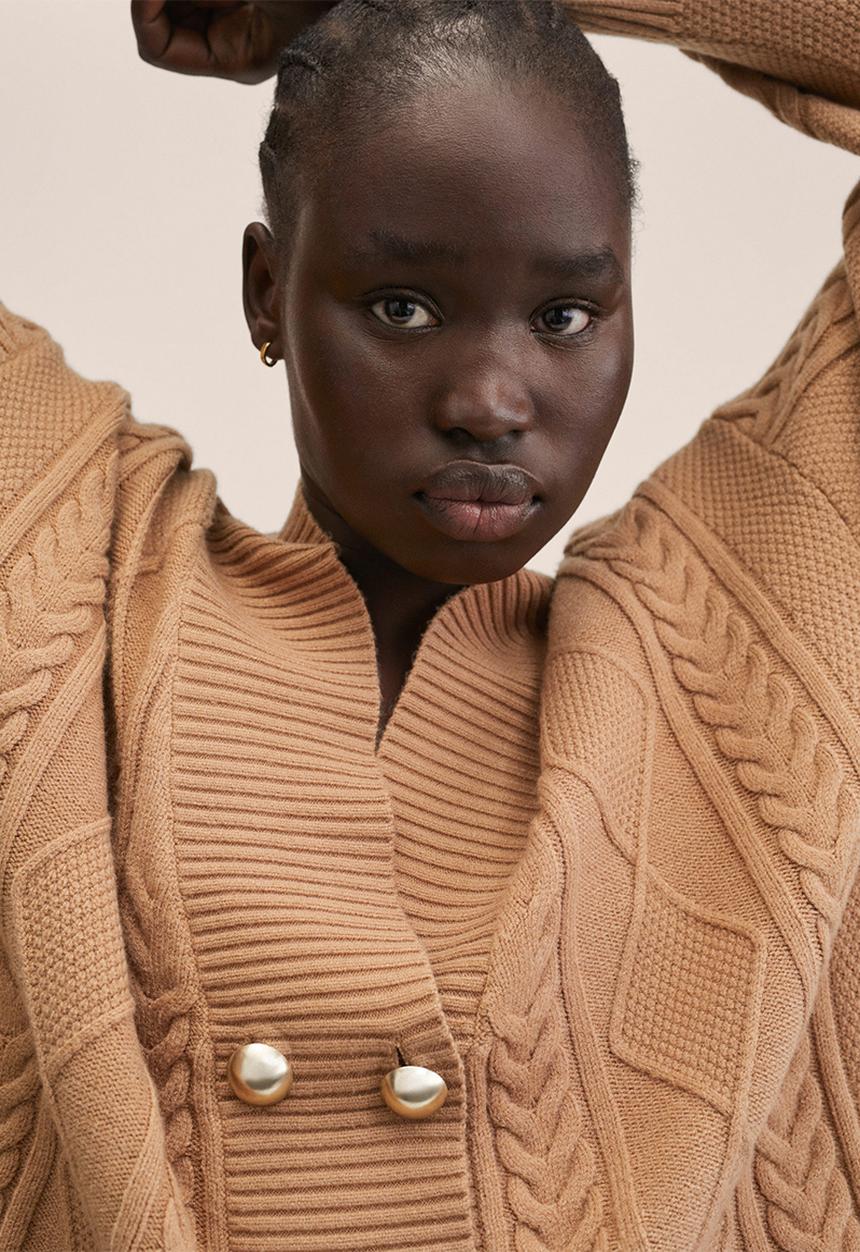 MANGO - Cardigan amill - medium brown
