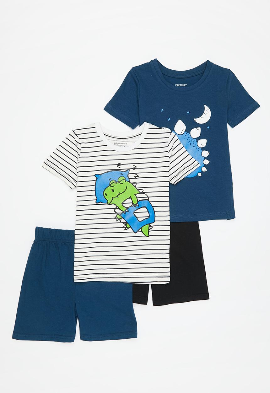 Pop Candy - 2 pack printed pj set - black, white & navy
