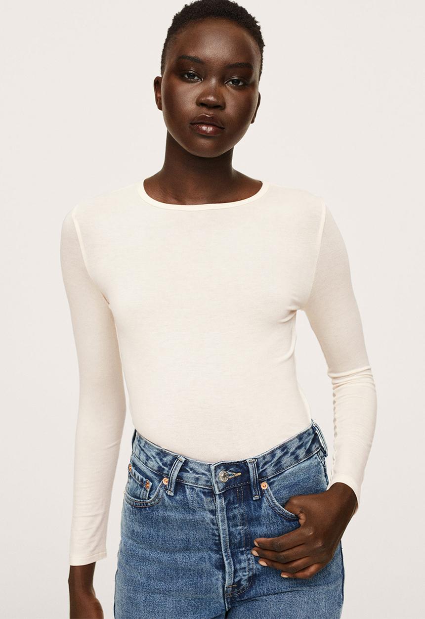 MANGO - T-shirt secondc - light beige