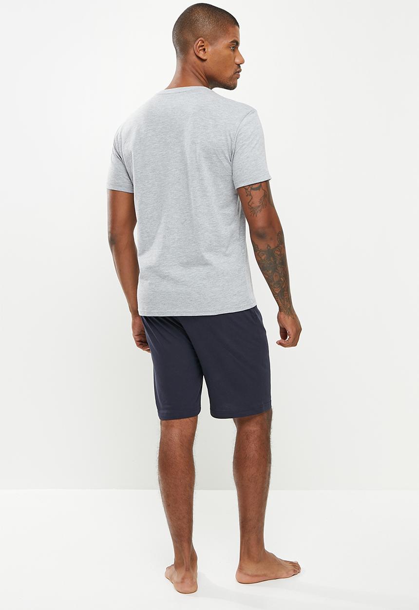 Superbalist - Graphic tee sleep set - grey & navy