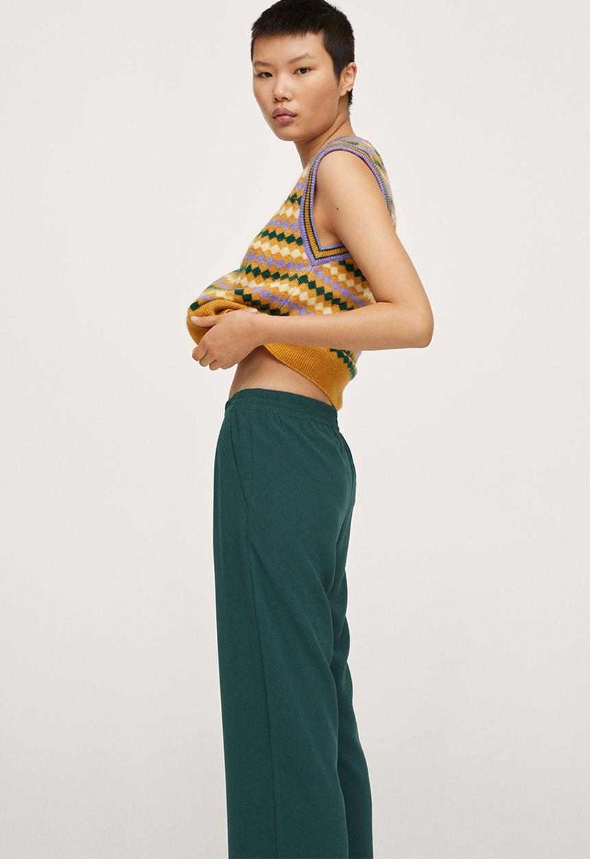 MANGO - Trousers rubber - green