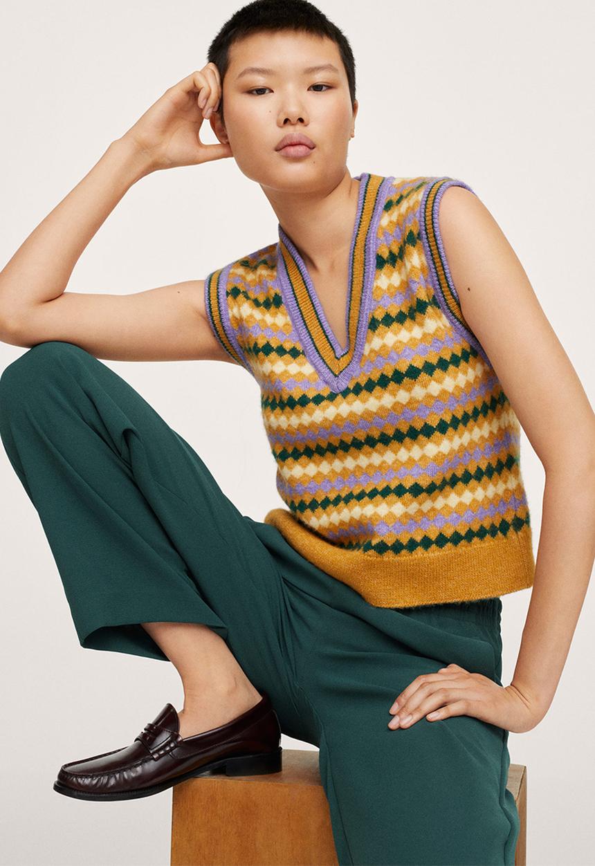 MANGO - Trousers rubber - green